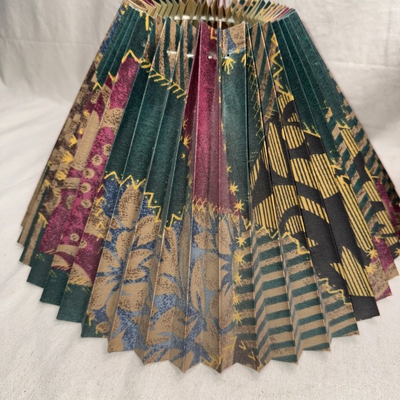 Vintage Pair Pleated Floral Lampshades 15" Flared Fabric Vinyl Backed - Picture 14 of 14